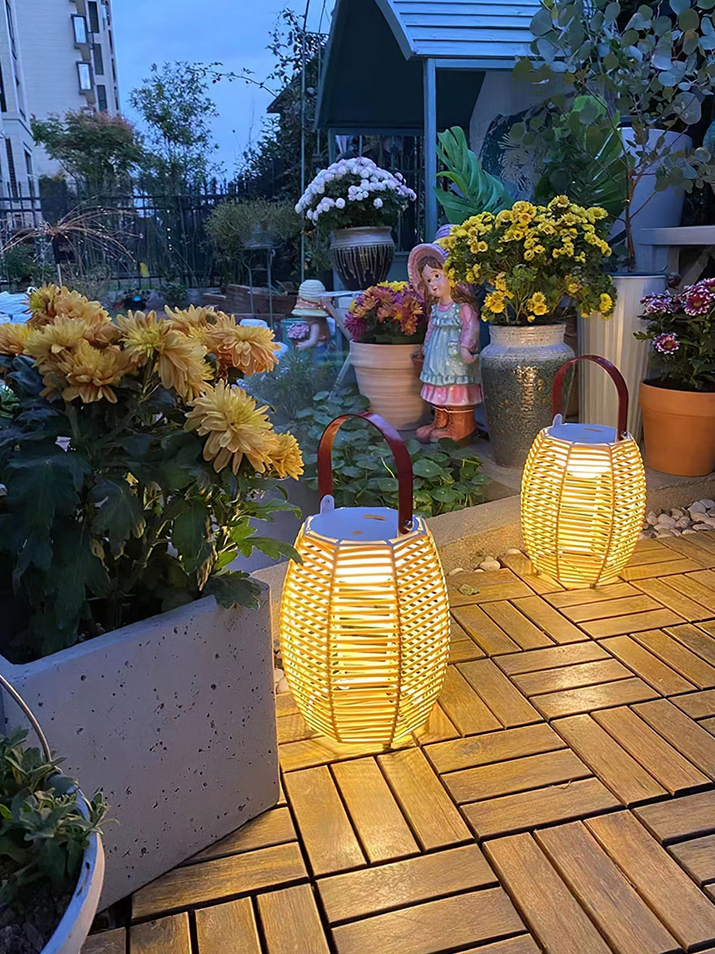 Lantern USB-Powered Table Lamp by Tavilume - rattan small table lamp, view 9