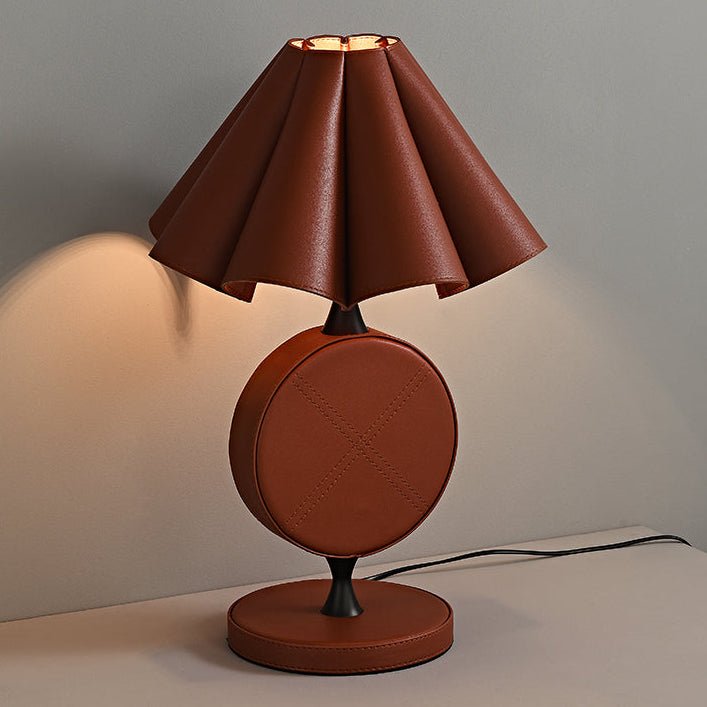 Saddle Stitch Table Lamp by Tavilume - leather medium table lamp, view 4