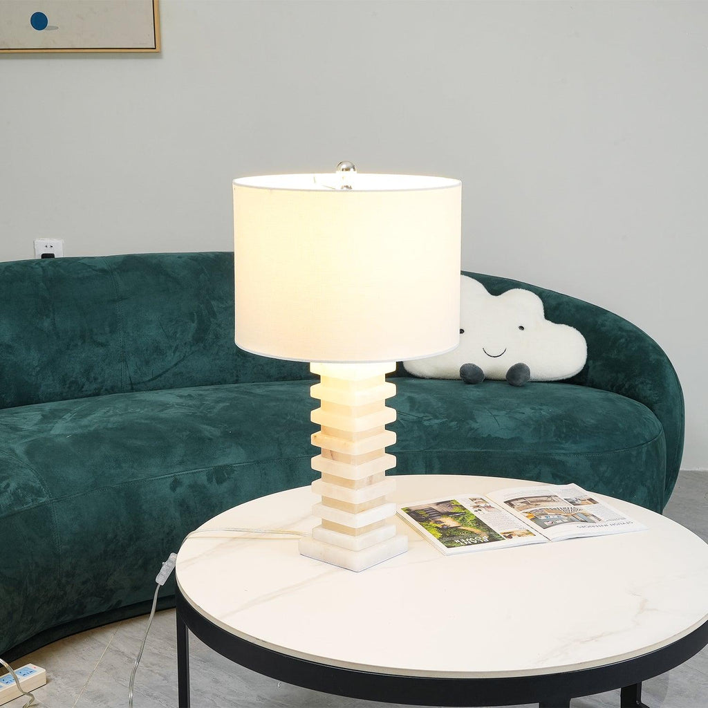 Stacked Alabaster Table Lamp by Tavilume - alabaster large table lamp, view 2