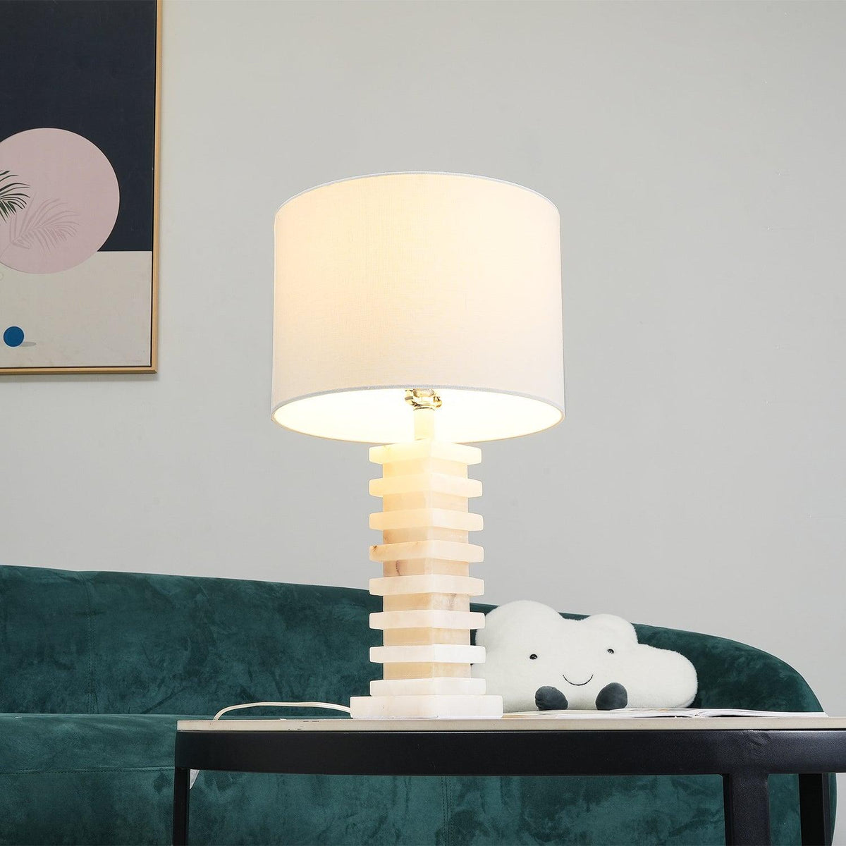 Stacked Alabaster Table Lamp by Tavilume - alabaster large table lamp, view 3
