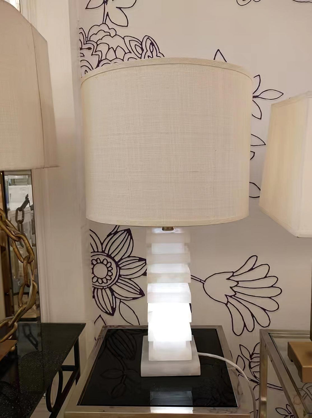 Stacked Alabaster Table Lamp by Tavilume - alabaster large table lamp, view 8