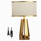 22 inch 1-Light Golden Faux Silk and Brass Geometric Table Lamp by Tavilume - brass medium table lamp, view 11