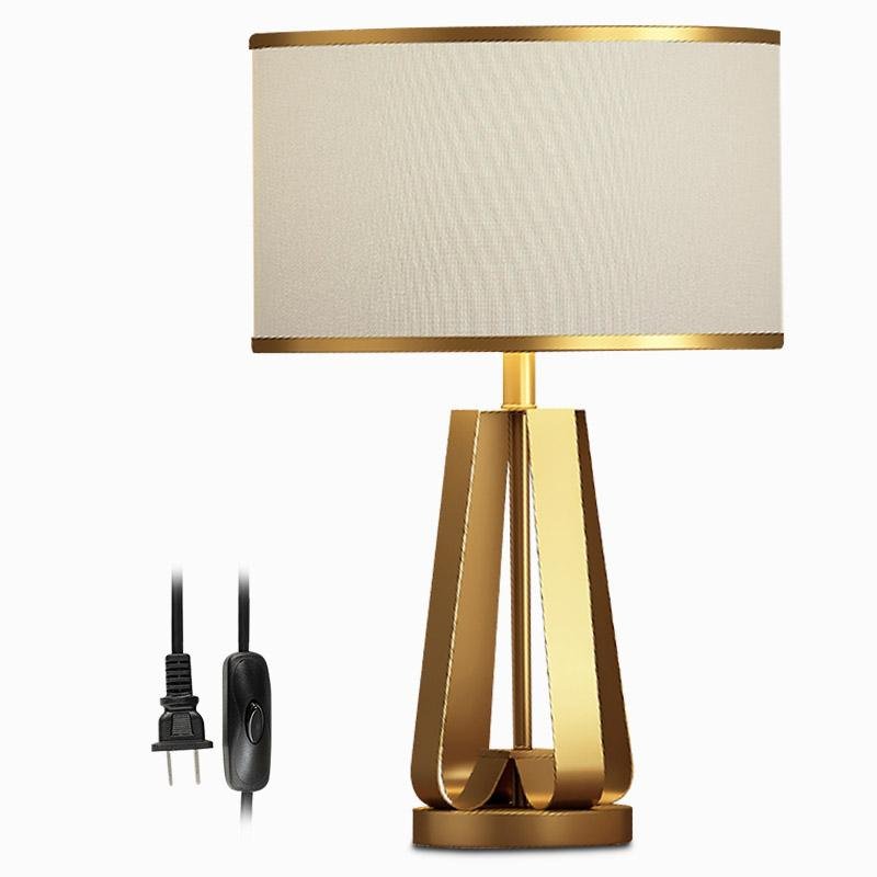 22 inch 1-Light Golden Faux Silk and Brass Geometric Table Lamp by Tavilume - brass medium table lamp, view 11