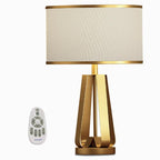 22 inch 1-Light Golden Faux Silk and Brass Geometric Table Lamp by Tavilume - brass medium table lamp, view 12