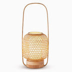 Rustic Woven Bamboo Table Lamp with Cylinder LED Light & USB Port by Tavilume - wood large table lamp, view 7