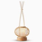 Rustic Woven Bamboo Table Lamp with Cylinder LED Light & USB Port by Tavilume - wood large table lamp, view 8