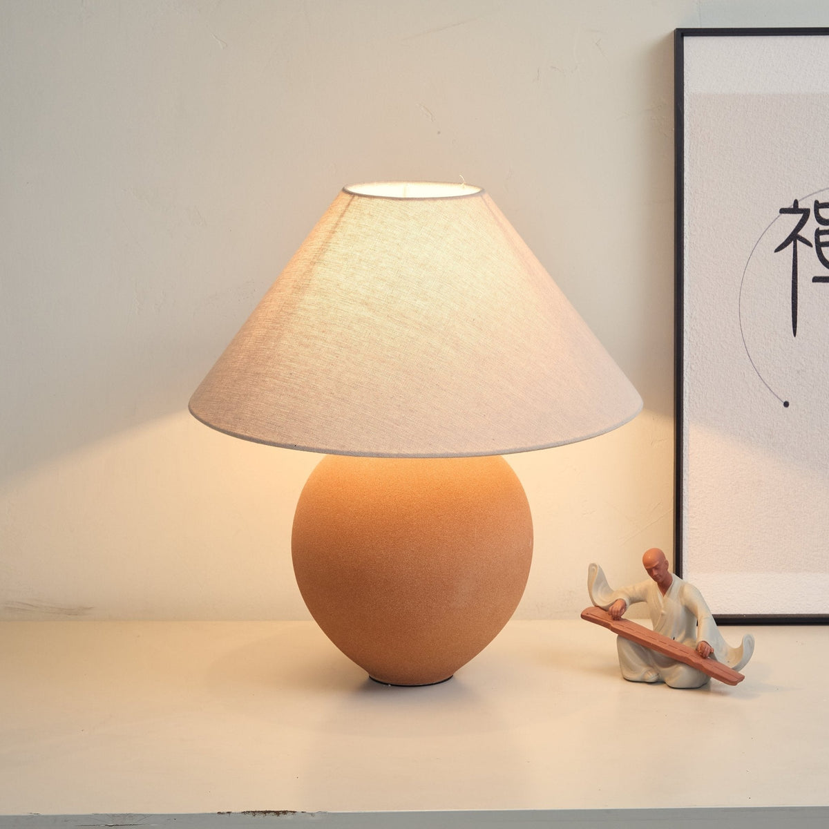Terracotta Hued Ceramic Table Lamp by Tavilume - ceramic medium table lamp, view 9