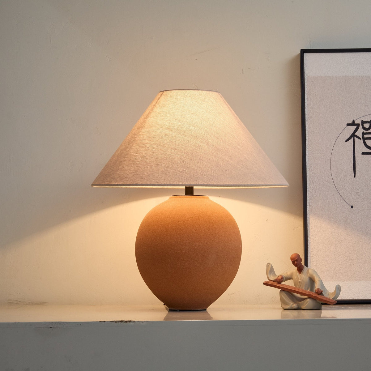 Terracotta Hued Ceramic Table Lamp by Tavilume - ceramic medium table lamp, view 7