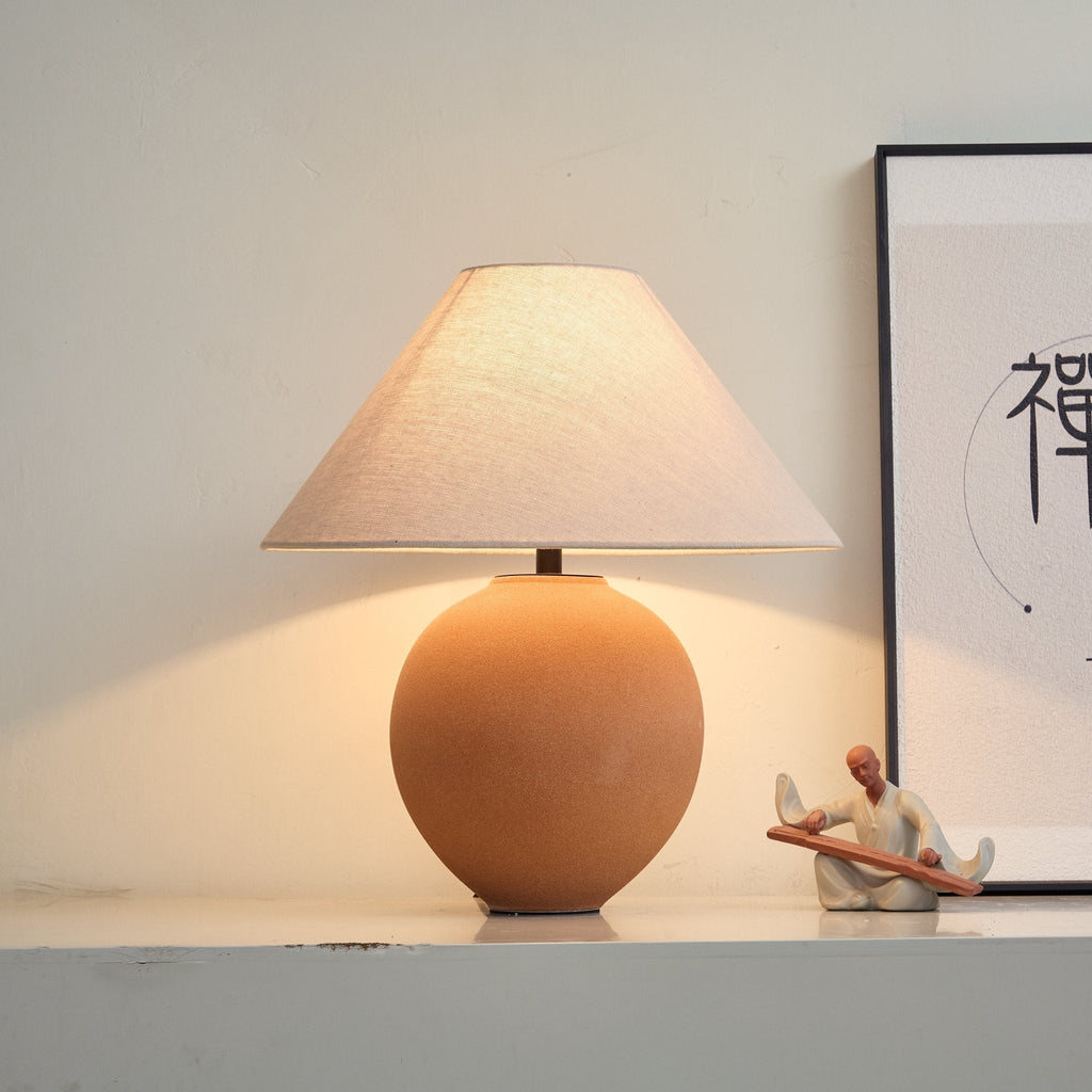 Terracotta Hued Ceramic Table Lamp by Tavilume - ceramic medium table lamp, view 5