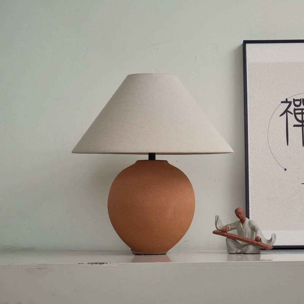 Terracotta Hued Ceramic Table Lamp by Tavilume - ceramic medium table lamp, view 6