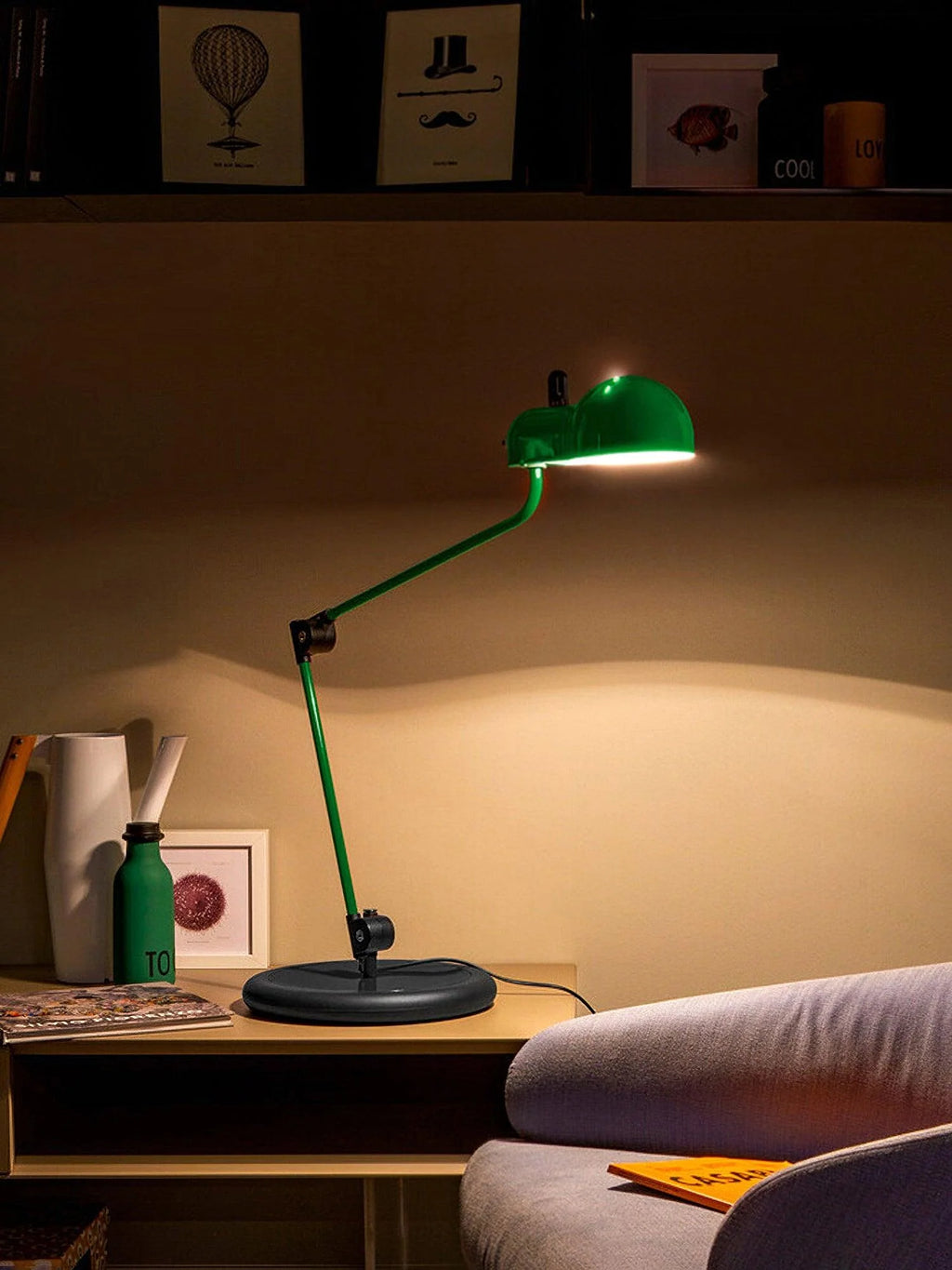 Topo Table Lamp product view 7, showing Metal, Steel, PC and As shown