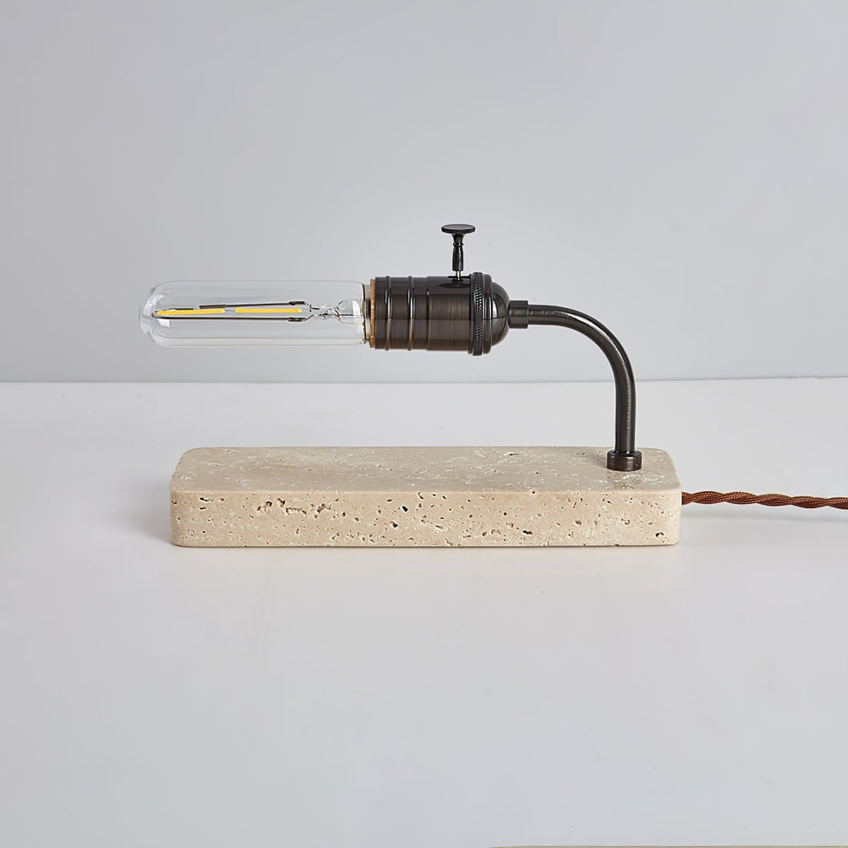 Travertine Vintage Tube Table Lamp by Tavilume - travertine small table lamp, view 3