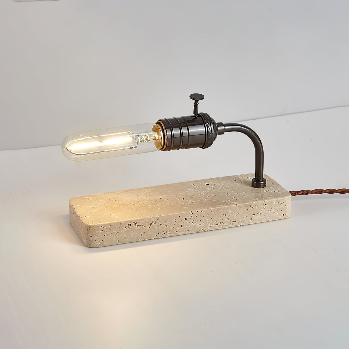 Travertine Vintage Tube Table Lamp by Tavilume - travertine small table lamp, view 4