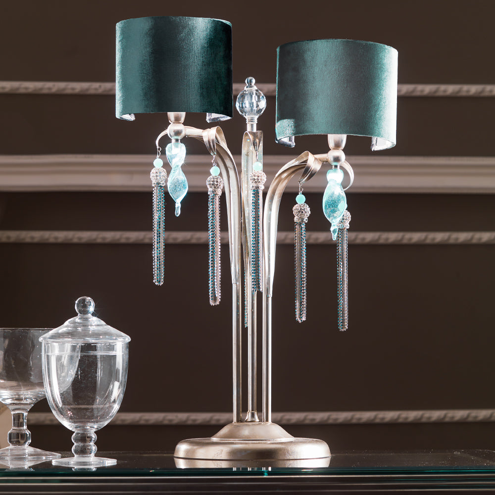 Crystal Aquamarine Table Lamp by Tavilume - crystal large table lamp, view 1