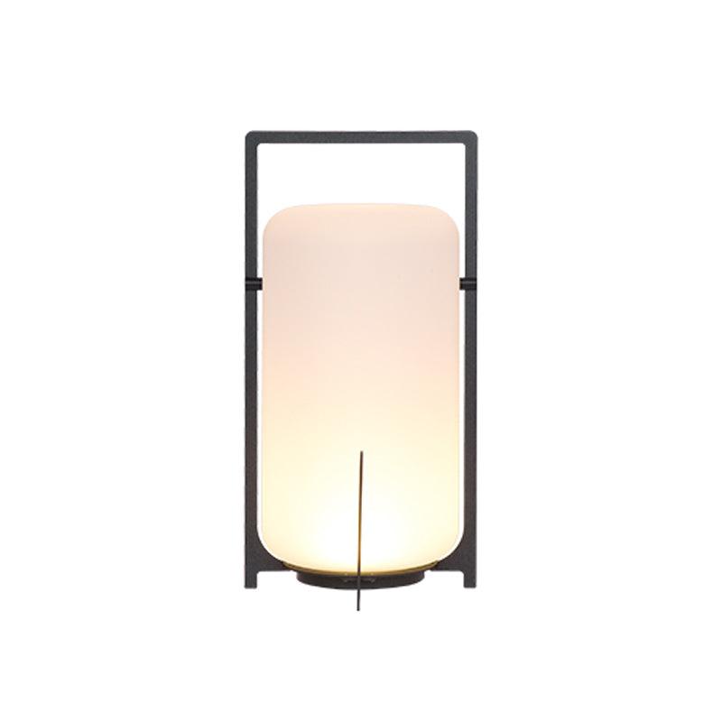 Black Twilight Lantern Table Lamp - ∅ 7.9″ x H 11″ Stainless Steel by Tavilume - glass small table lamp, view 45