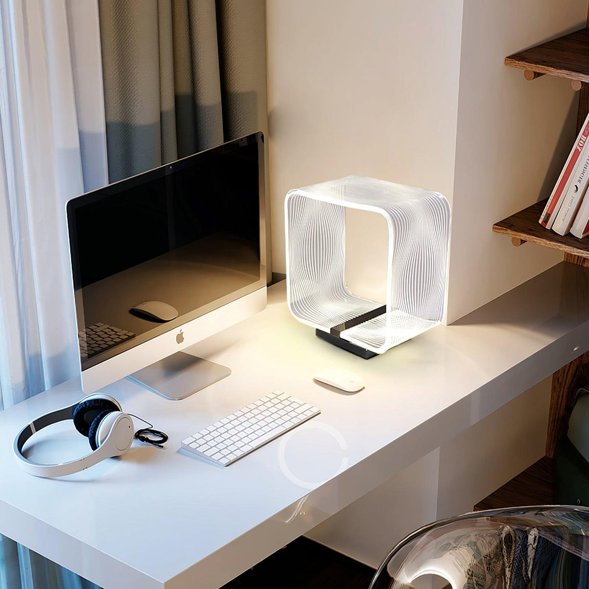Wire Cube Table Lamp by Tavilume - acrylic small table lamp, view 3
