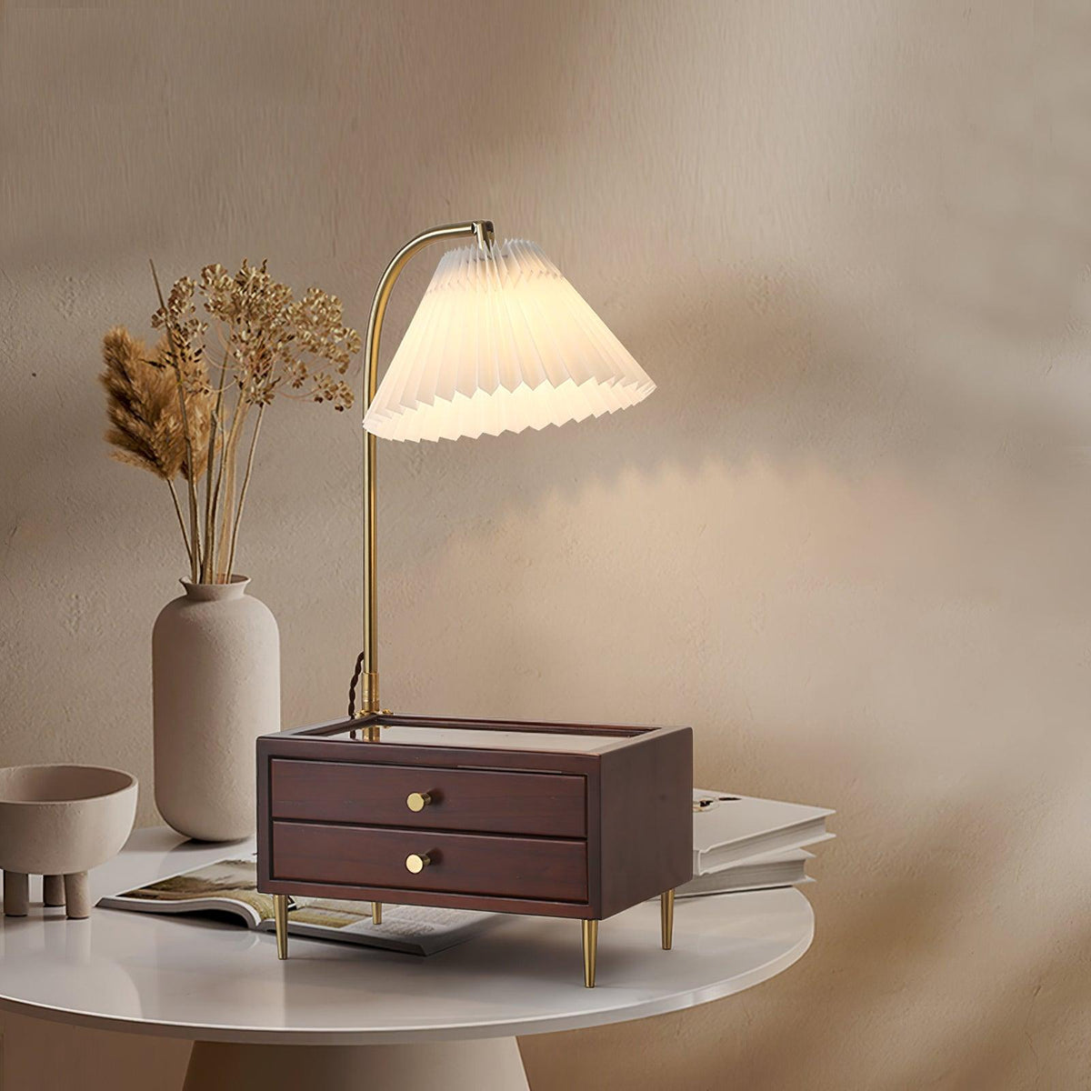 Wood Drawer Table Lamp by Tavilume - wood large table lamp, view 2