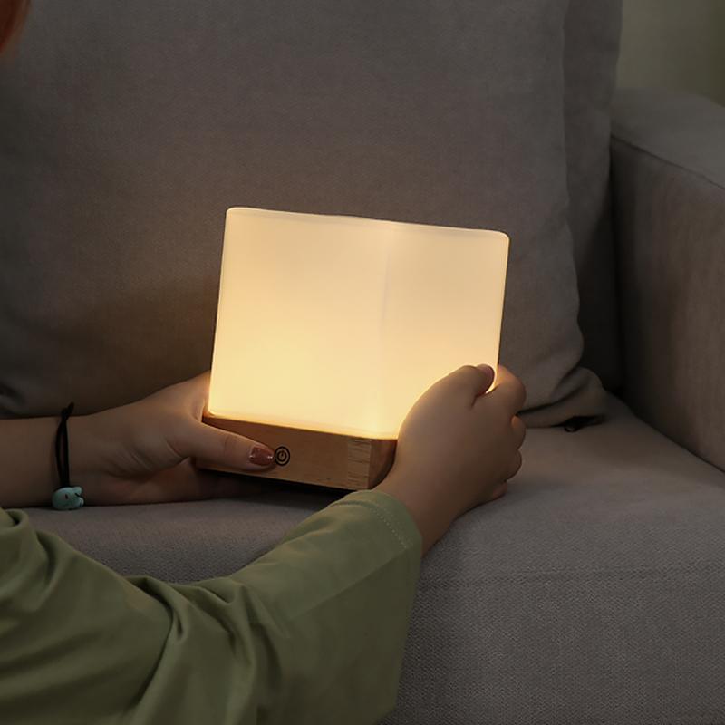 Mini Cube LED Table Lamp Ambient Lighting by Tavilume - glass small table lamp, view 5