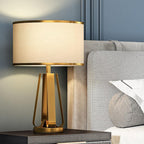 22 inch 1-Light Golden Faux Silk and Brass Geometric Table Lamp by Tavilume - brass medium table lamp, view 4