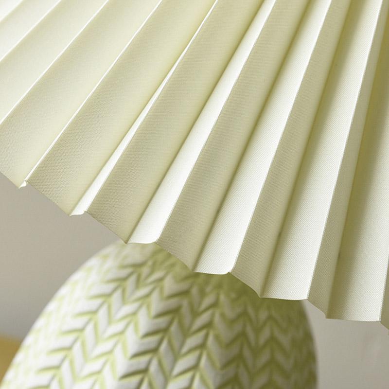 Vintage Tapered Pleated Linen Shade Ceramic 1-Light Table Lamp by Tavilume - ceramic small table lamp, view 5