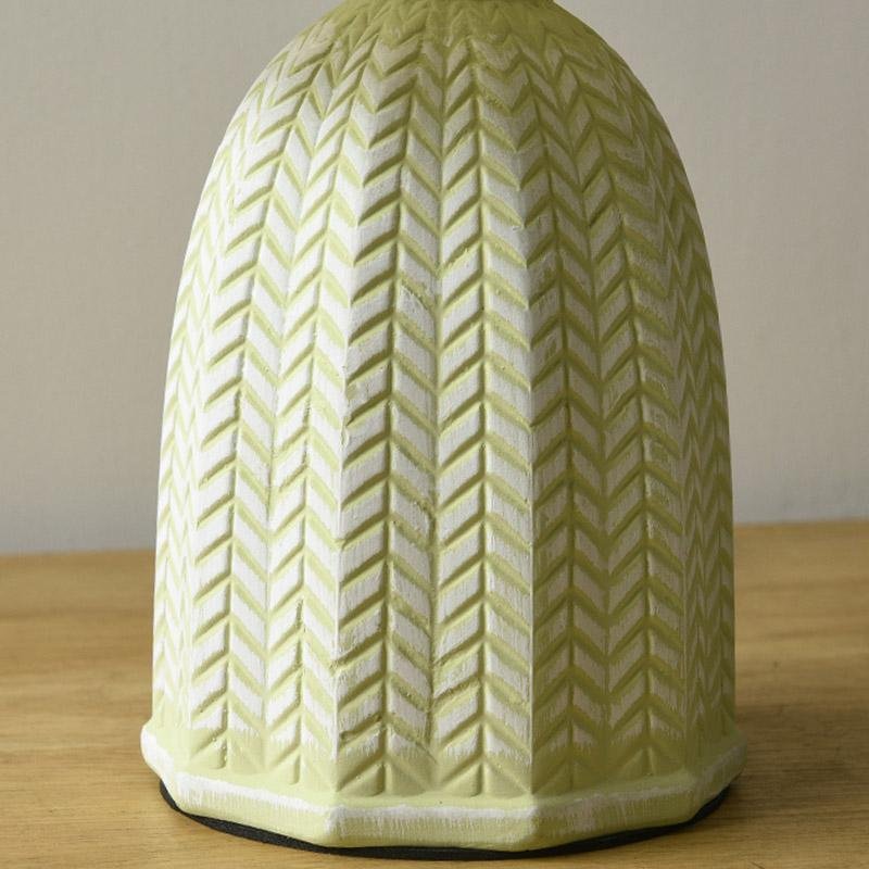 Vintage Tapered Pleated Linen Shade Ceramic 1-Light Table Lamp by Tavilume - ceramic small table lamp, view 6