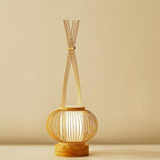 Rustic Woven Bamboo Table Lamp with Cylinder LED Light & USB Port by Tavilume - wood large table lamp, view 6