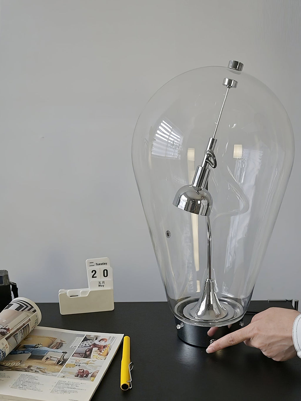 BeamGlow Rotating Glass Cylinder Table Lamp by Tavilume - glass small table lamp, view 12