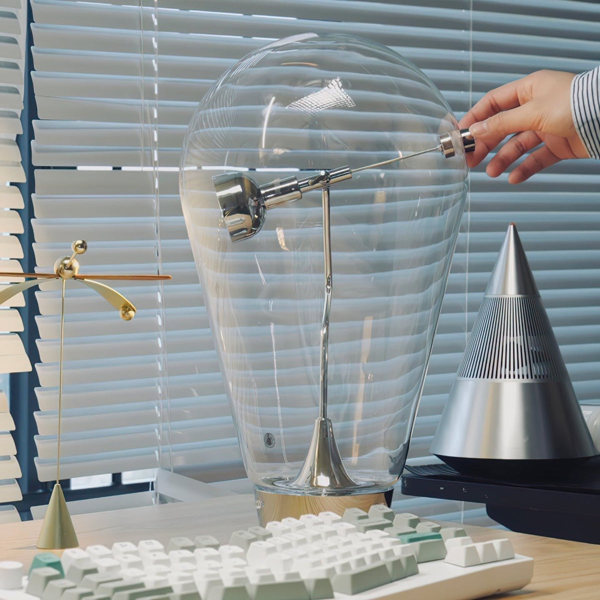 BeamGlow Rotating Glass Cylinder Table Lamp by Tavilume - glass small table lamp, view 14