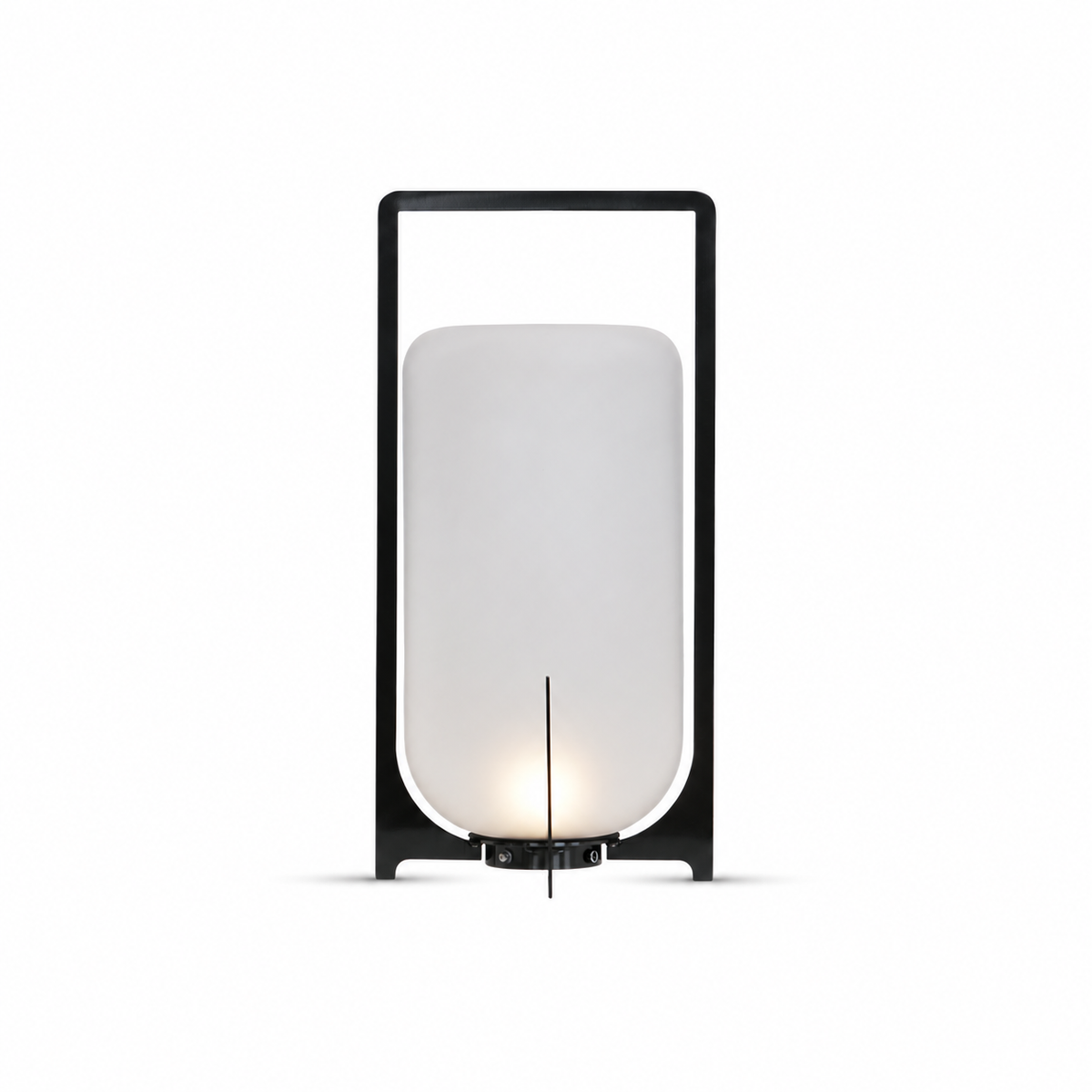 Black Twilight Lantern Table Lamp - ∅ 7.9″ x H 11″ Stainless Steel by Tavilume - glass small table lamp, view 1