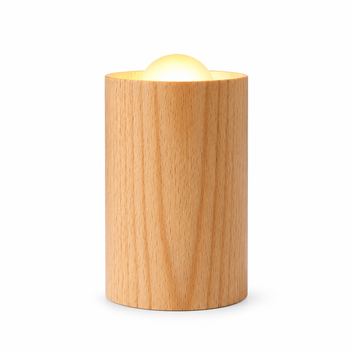 Candlelight Ambient Wood Cylinder Accent LED Table Lamp by Tavilume - wood small table lamp, view 1
