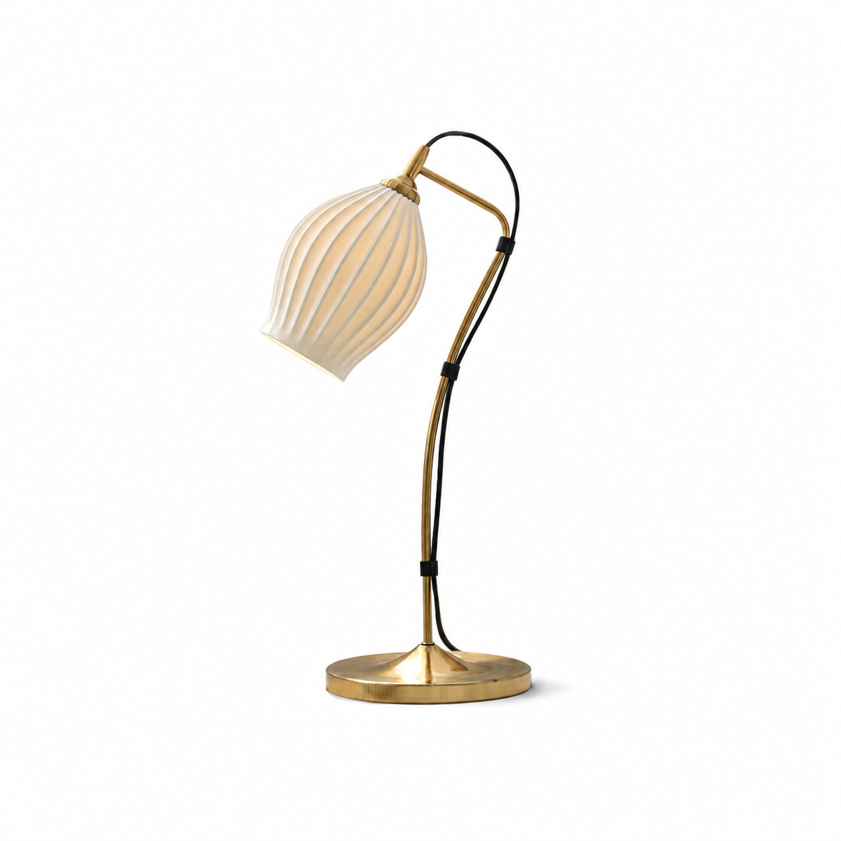 Ceramic Ribbed Table Lamp by Tavilume - ceramic medium table lamp, view 1