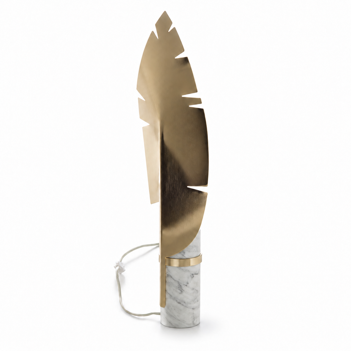 Contemporary Carrara Marble And Italian Leaf Table Lamp