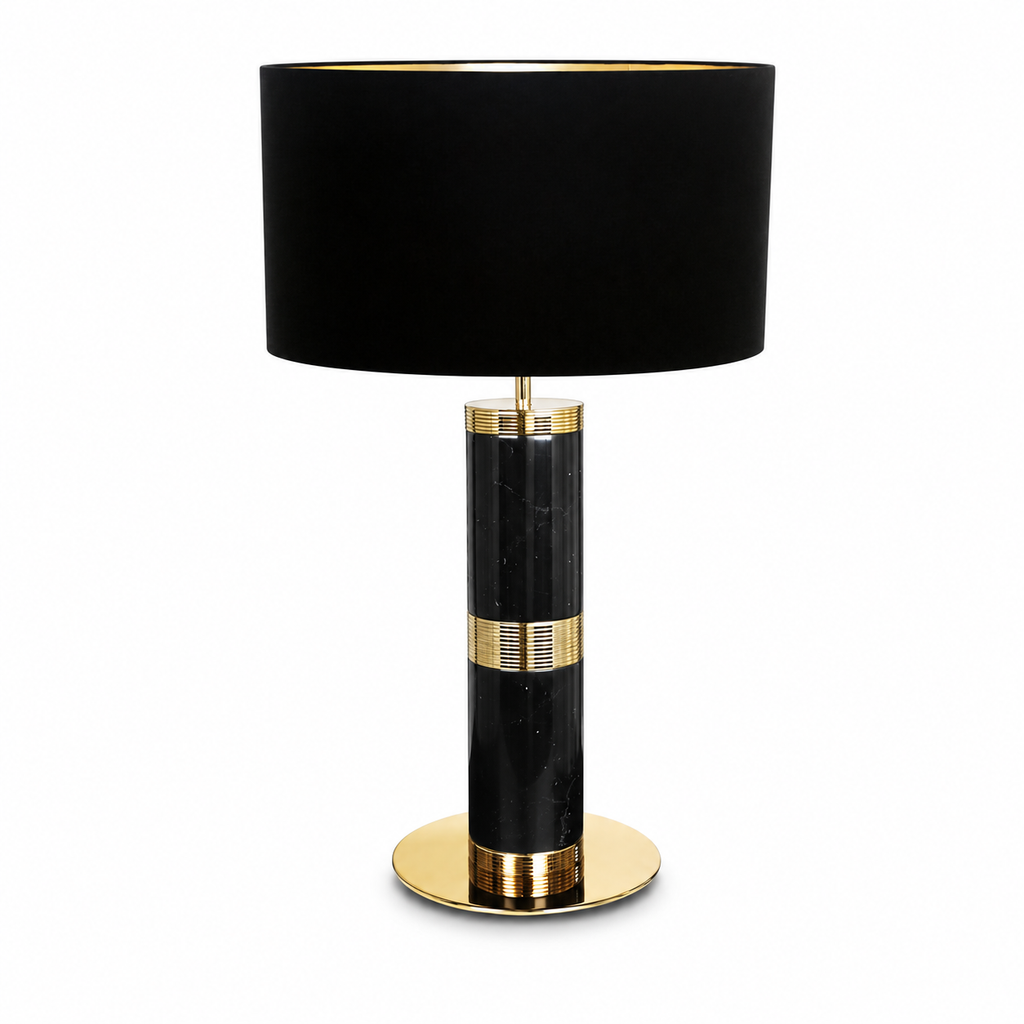 Designer Black Marquina Marble Table Lamp by Tavilume - marble large table lamp, view 1