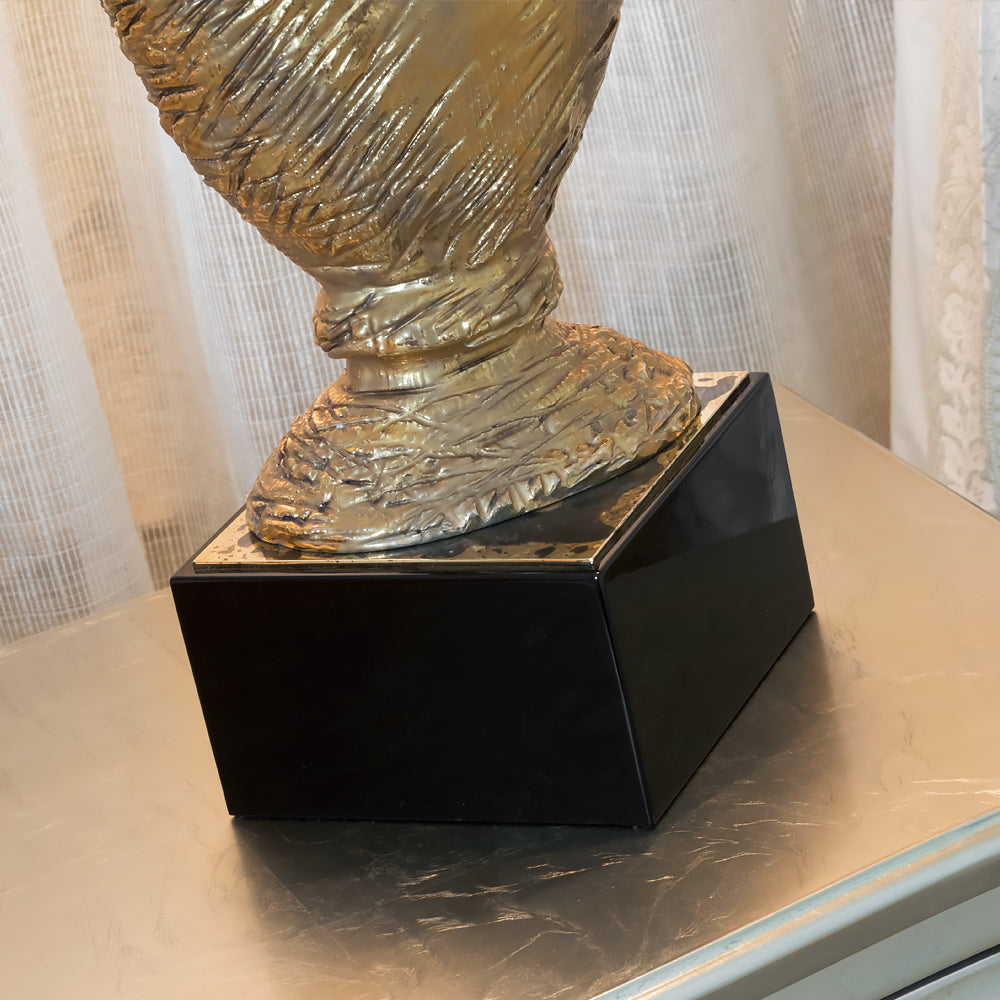 Elegant Majolica Gold Plated Table Lamp by Tavilume - brass large table lamp, view 3