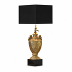 Elegant Majolica Gold Plated Table Lamp by Tavilume - brass large table lamp, view 1