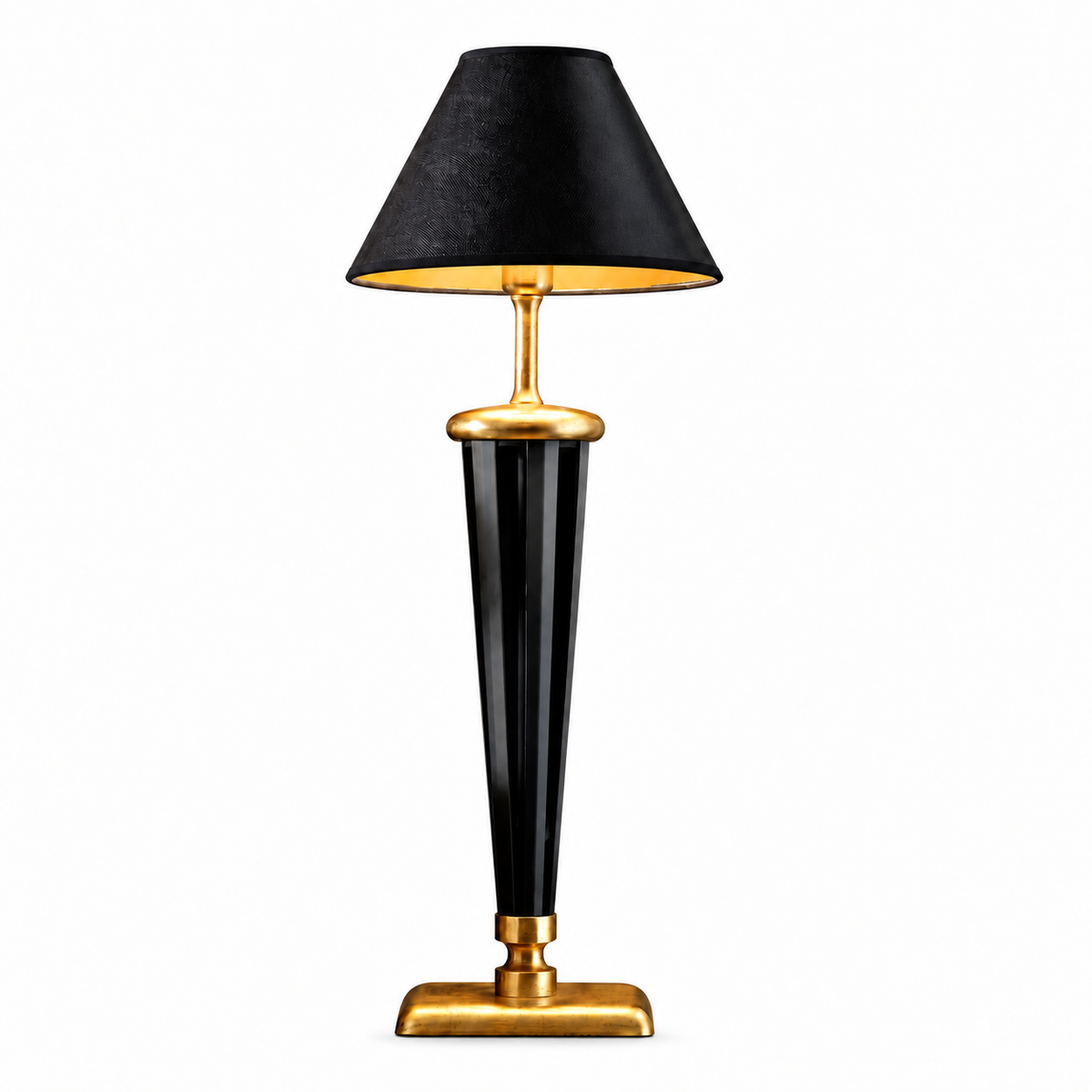 Exclusive Black And Gold Leaf Italian Table Lamp by Tavilume - fabric large table lamp, view 1