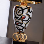 Exclusive Black And White Majolica Table Lamp by Tavilume - wood large table lamp, view 2