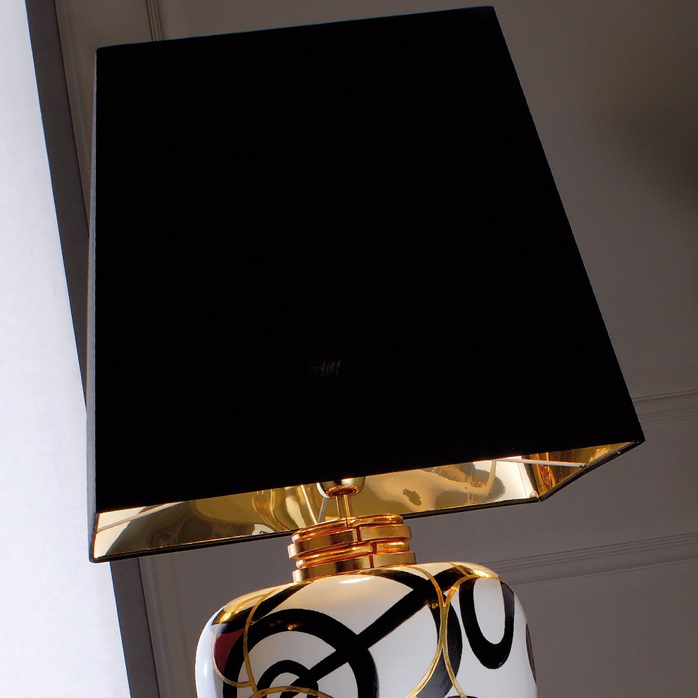 Exclusive Black And White Majolica Table Lamp by Tavilume - wood large table lamp, view 3