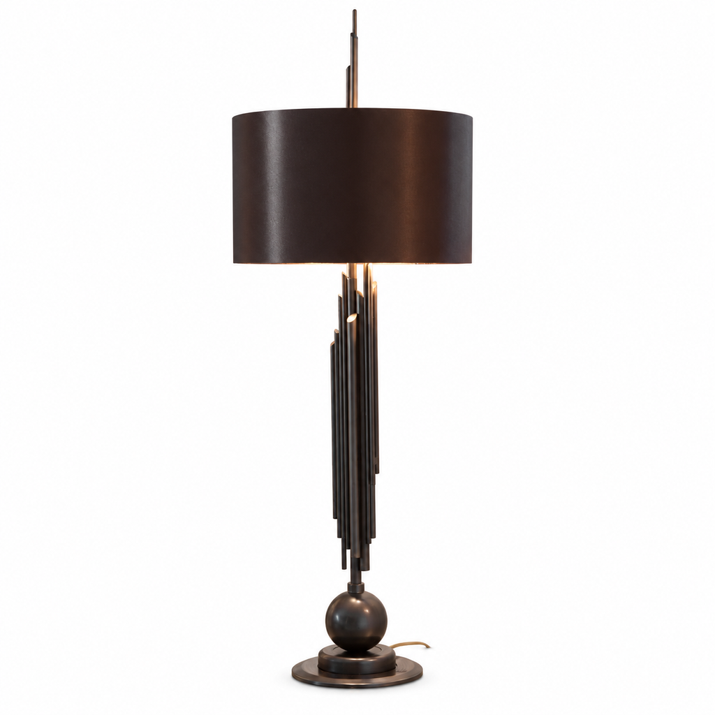 Exclusive Italian Brown And Gold Table Lamp by Tavilume - iron large table lamp, view 1