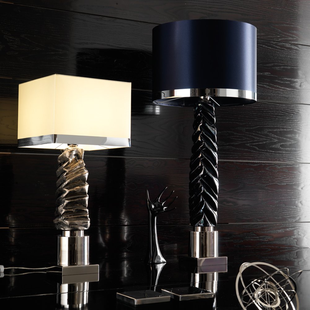 Exclusive Italian Glazed Majolica Table Lamp by Tavilume - brass large table lamp, view 5