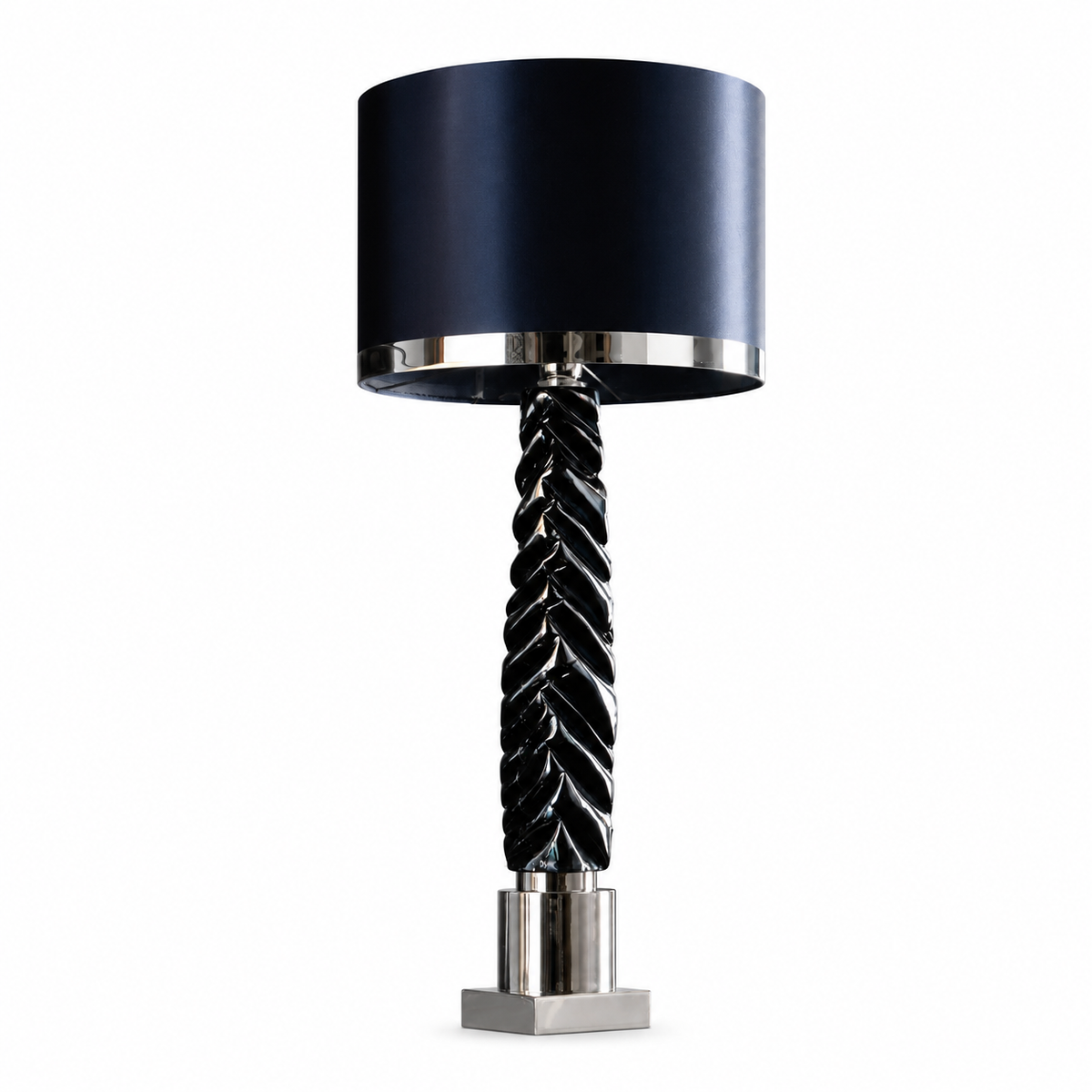 Exclusive Italian Glazed Majolica Table Lamp by Tavilume - brass large table lamp, view 1