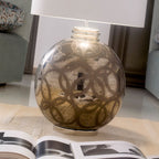 Exclusive Italian Platinum Plated Majolica Table Lamp by Tavilume - brass large table lamp, view 2
