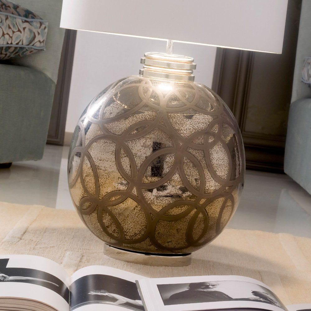 Exclusive Italian Platinum Plated Majolica Table Lamp by Tavilume - brass large table lamp, view 2