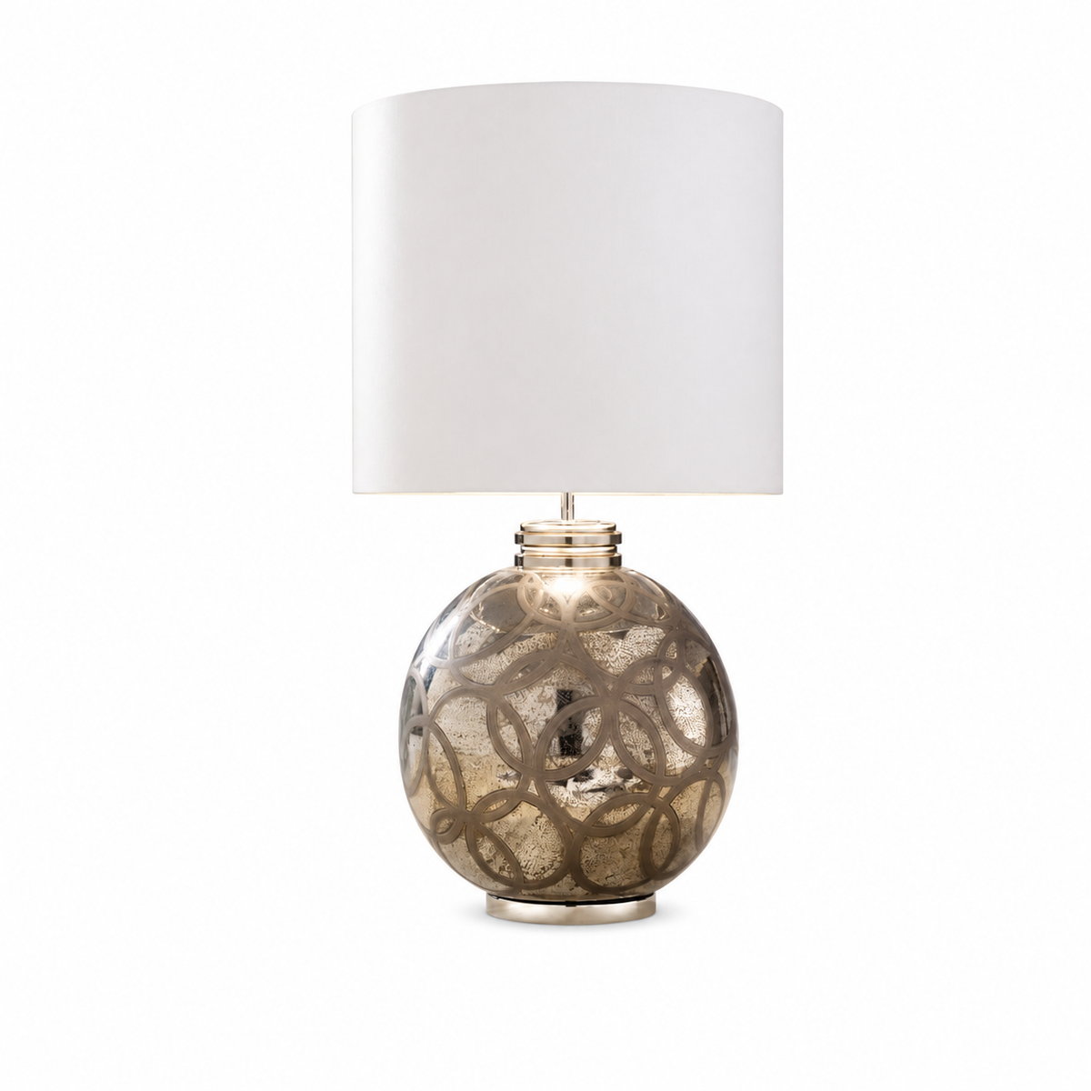 Exclusive Italian Platinum Plated Majolica Table Lamp by Tavilume - brass large table lamp, view 1