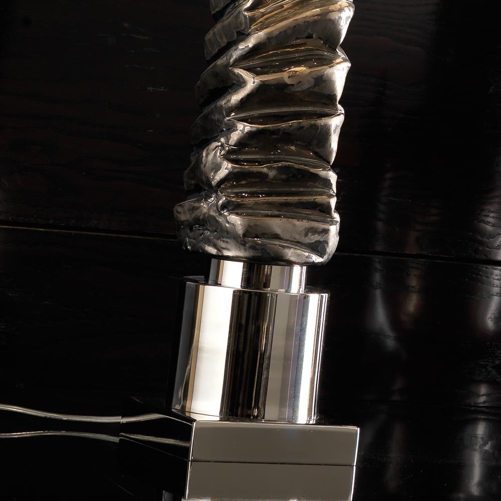 Exclusive Platinum Plated Majolica Table Lamp by Tavilume - brass large table lamp, view 3