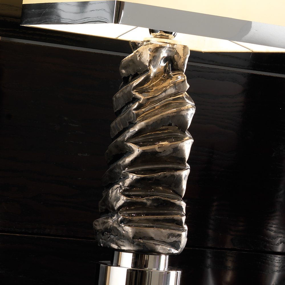 Exclusive Platinum Plated Majolica Table Lamp by Tavilume - brass large table lamp, view 2