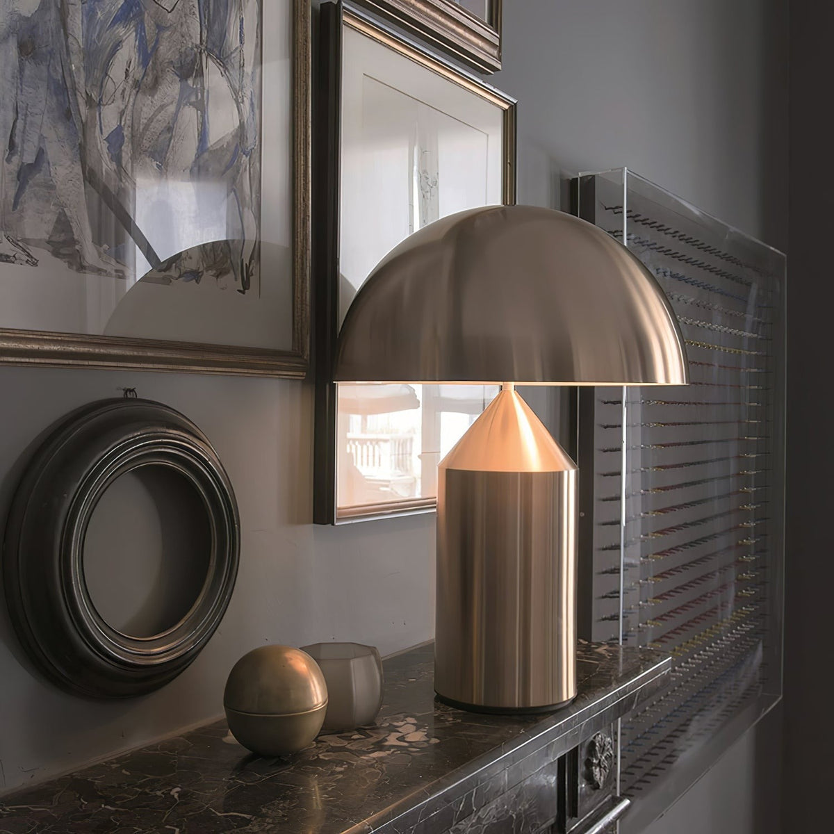 Geometric Dome Table Lamp by Tavilume - copper small table lamp, view 7