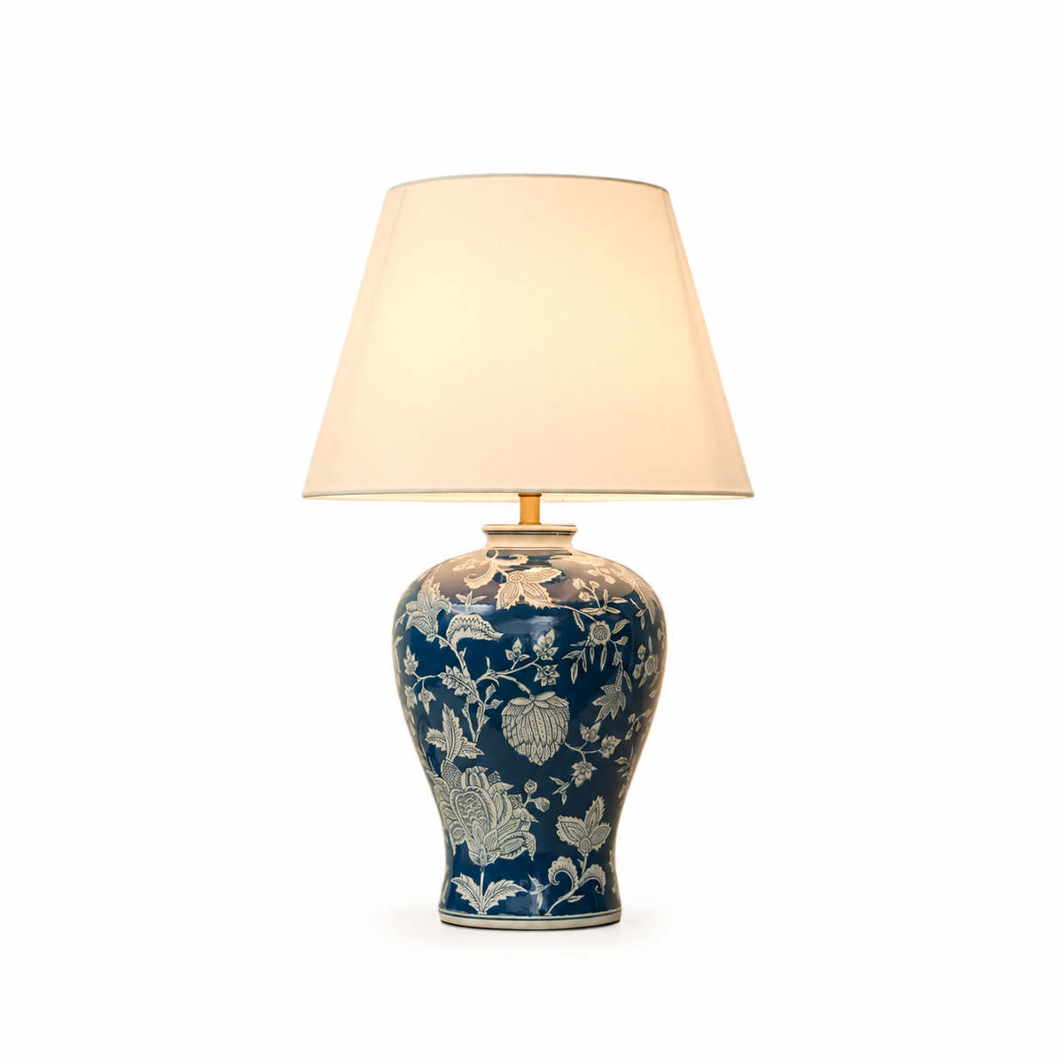 Indigo Floral Vine Ceramic Table Lamp by Tavilume - ceramic medium table lamp, view 1