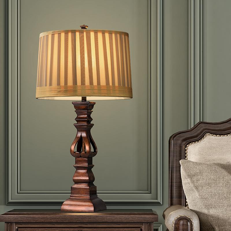 Stripe Drum Shade Antique Rustic Style Tower Table Lamp by Tavilume - resin small table lamp, view 4