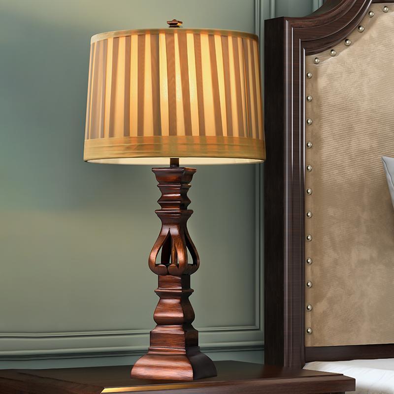 Stripe Drum Shade Antique Rustic Style Tower Table Lamp by Tavilume - resin small table lamp, view 3